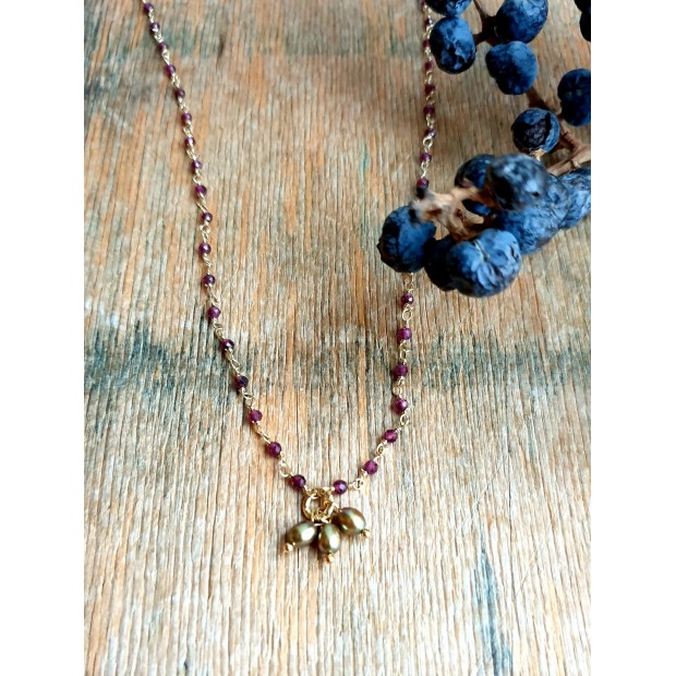 Hanka IN apyrankė-kaklo papuošalas su granatu ir perlu